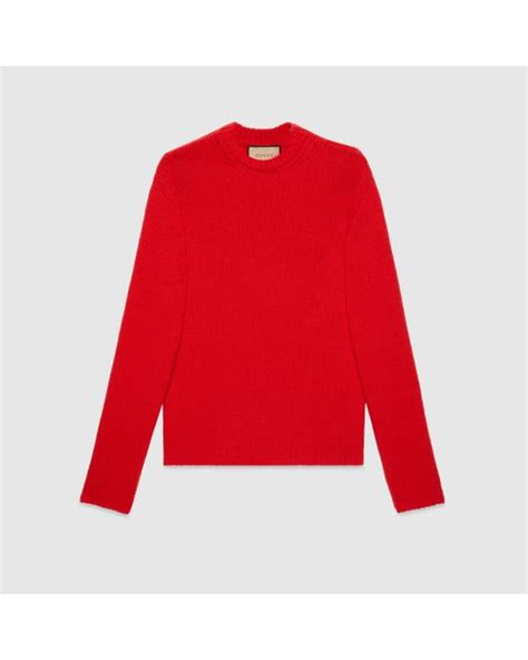 Wool top with Gucci intarsia in red 